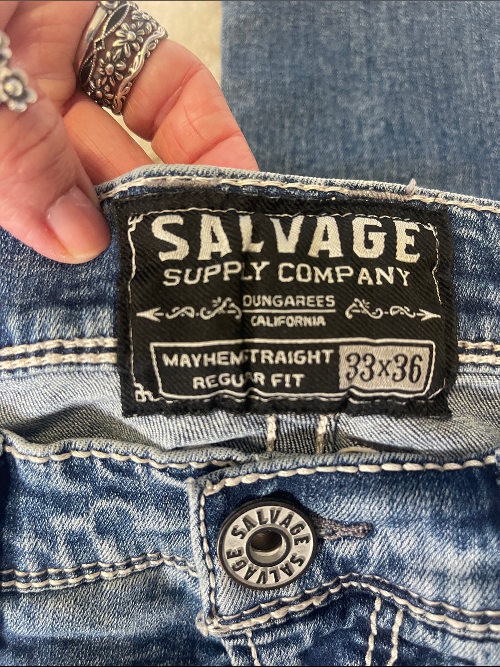 Salvage Jeans Men’s size 33 Medium Blue Mayhem Straight Regular Fit - Picture 4 of 6
